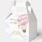 ピンク金ゴールドアドベンチャーホットエアバルーンベビーシャワー フェイバーボックス (正面)