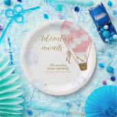 ピンク金ゴールドアドベンチャーホットエアバルーンベビーシャワー ペーパープレート (パーティー)