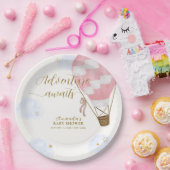 ピンク金ゴールドアドベンチャーホットエアバルーンベビーシャワー ペーパープレート (パーティー)