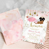 ピンク金ゴールドアフロアフリカベビーエンジェルベビーシャワー 招待状