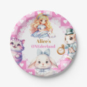 ピンク金ゴールドアリスinワンダーランド誕生日ティーパーティー ペーパープレート (正面)