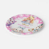 ピンク金ゴールドアリスinワンダーランド誕生日ティーパーティー ペーパープレート (アングル)