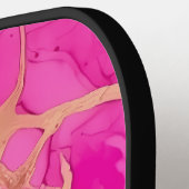 ピンク金ゴールドアルコールインクマーブルモノグラムイニシャル ピックルボールラケット (左詳細)