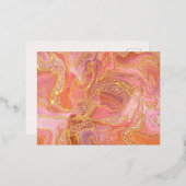 ピンク金ゴールドアルコールインク抽象芸術アート 箔シーズンポストカード (正面/裏面)