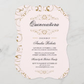 ピンク金ゴールドアンティークフローリッシュキンセアニェラ招待状 招待状 (正面/裏面)