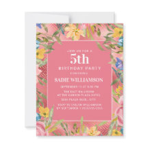 ピンク金ゴールドイエローブルーフローラガールズ5誕生日