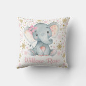 ピンク金ゴールドウィンターエレファントスノーフレークモノグラム クッション (裏面)