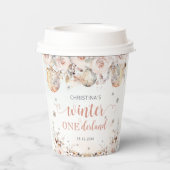 ピンク金ゴールドウィンターオネダーランドガール誕生日 紙コップ (裏面)
