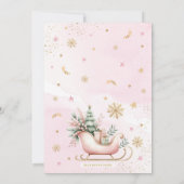 ピンク金ゴールドウィンターズリースノーフレークスクリスマスパーティー 招待状 (裏面)