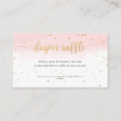 ピンク金ゴールドウォーターの女の子おむつラッフルチケット エンクロージャーカード (正面)