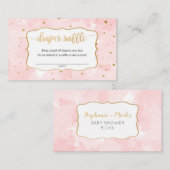 ピンク金ゴールドウォーターの女の子おむつラッフルチケット 名刺 (正面/裏面)