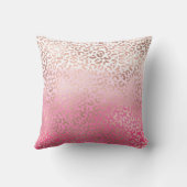 ピンク金ゴールドウォーターグラデーションカラーレオパード印刷XOXO クッション (裏面)