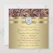 ピンク金ゴールドウーマンバースデーパーティー招待状 招待状 (裏面)