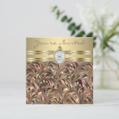 ピンク金ゴールドウーマンバースデーパーティー招待状 招待状 (スタンド正面)