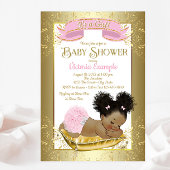 ピンク金ゴールドエスニックガールベビーシャワー招待状 招待状