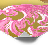 ピンク金ゴールドエスニックプリンセスベビーシャワーウェルカムサイン ポスター (角)