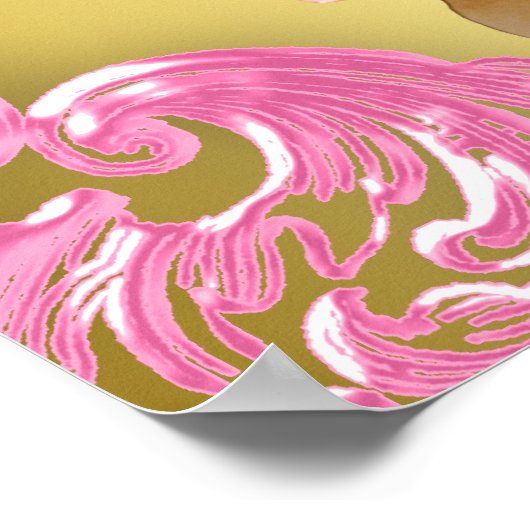 ピンク金ゴールドエスニックプリンセスベビーシャワーウェルカムサイン ポスター (角)