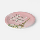 ピンク金ゴールドエッフェルタワースウィート16誕生日 ペーパープレート (アングル)