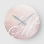 ピンク金ゴールドエレガンス⎢モノグラムアクリル壁時計 ラウンド壁時計 (正面)