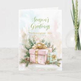 ピンク金ゴールドエレガントヴィンテージクリスマスホリデーカード シーズンカード