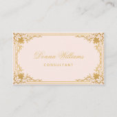 ピンク金ゴールドエレガントヴィンテージ書道QRコード 名刺 (正面)