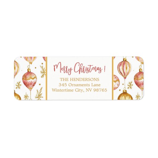 ピンク金ゴールドオーナメントクリスマスヴィンテージ ラベル (正面)