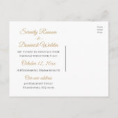 ピンク金ゴールドカボチャたった今結婚しました秋の結婚式 案内ポストカード (裏面)