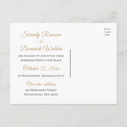 ピンク金ゴールドカボチャたった今結婚しました秋の結婚式 案内ポストカード (裏面)