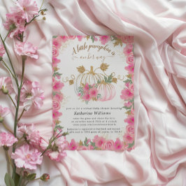 ピンク金ゴールドカボチャ仮想ベビーシャワー招待状