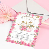 ピンク金ゴールドカボチャ仮想ベビーシャワー招待状