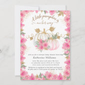 ピンク金ゴールドカボチャ仮想ベビーシャワー招待状 (正面)