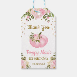 ピンク金ゴールドカボチャ女の子の誕生日パーティー秋の好意 ギフトタグ