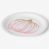 ピンク金ゴールドカボチャ秋パーティー感謝祭 ペーパープレート (アングル)