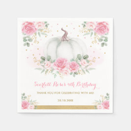 ピンク金ゴールドカボチャ秋秋フローラベビーシャワー スタンダードカクテルナプキン