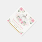 ピンク金ゴールドカボチャ秋秋フローラベビーシャワー スタンダードカクテルナプキン (角)