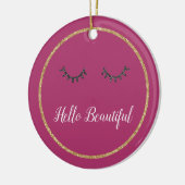 ピンク金ゴールドガーリーグリッター黒まつ毛 セラミックオーナメント (左)