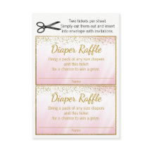 ピンク金ゴールドガールズオムツラッフルチケット