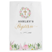 ピンク金ゴールドガールバプテスマ ミディアムペーパーバッグ (正面)