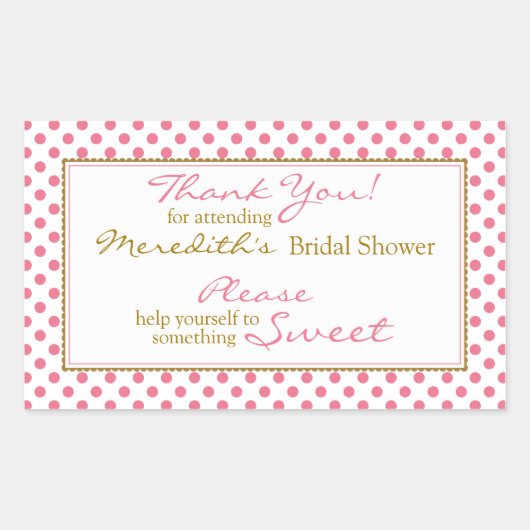 ピンク金ゴールドキャンディビュッフェブライダルシャワーシール 長方形シール (正面)