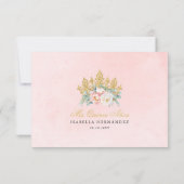 ピンク金ゴールドキンセアニラRSVPカードスペインのイン 招待状 (裏面)