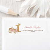 ピンク金ゴールドクラウンプリンセスファーストバースデーパーティー ラベル (インサイチュ)