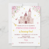 ピンク金ゴールドクラウンプリンセス1st誕生日招待状 招待状 (正面)