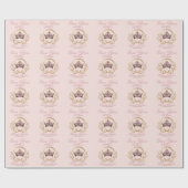 ピンク金ゴールドクラウンプリンセス1st誕生日 ラッピングペーパー (フラット)