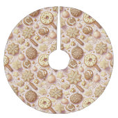 ピンク金ゴールドクリスマスパターン#12 ID1009ラッピング ブラッシュドポリエステルツリースカート (正面)