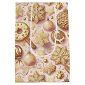 ピンク金ゴールドクリスマスパターン#12 ID1009ラッピング ミディアムペーパーバッグ (裏面)