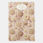 ピンク金ゴールドクリスマスパターン#12 ID1009 キッチンタオル (縦)