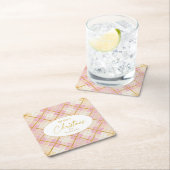 ピンク金ゴールドクリスマスパターン#28 ID1009 スクエアペーパーコースター (インサイチュ)