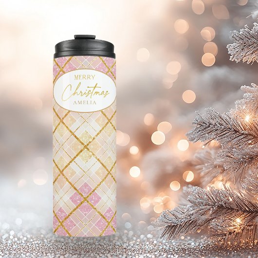 ピンク金ゴールドクリスマスパターン#28 ID1009 タンブラー
