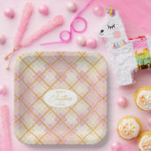 ピンク金ゴールドクリスマスパターン#28 ID1009 ペーパープレート (パーティー)