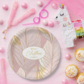 ピンク金ゴールドクリスマスパターン#29 ID1009 ペーパープレート (パーティー)